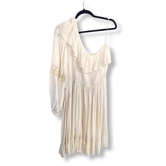 FP Jen's Pirate Booty NWOT one shoulder balloon sleeve crochet mini dress L - Picture 7 of 9